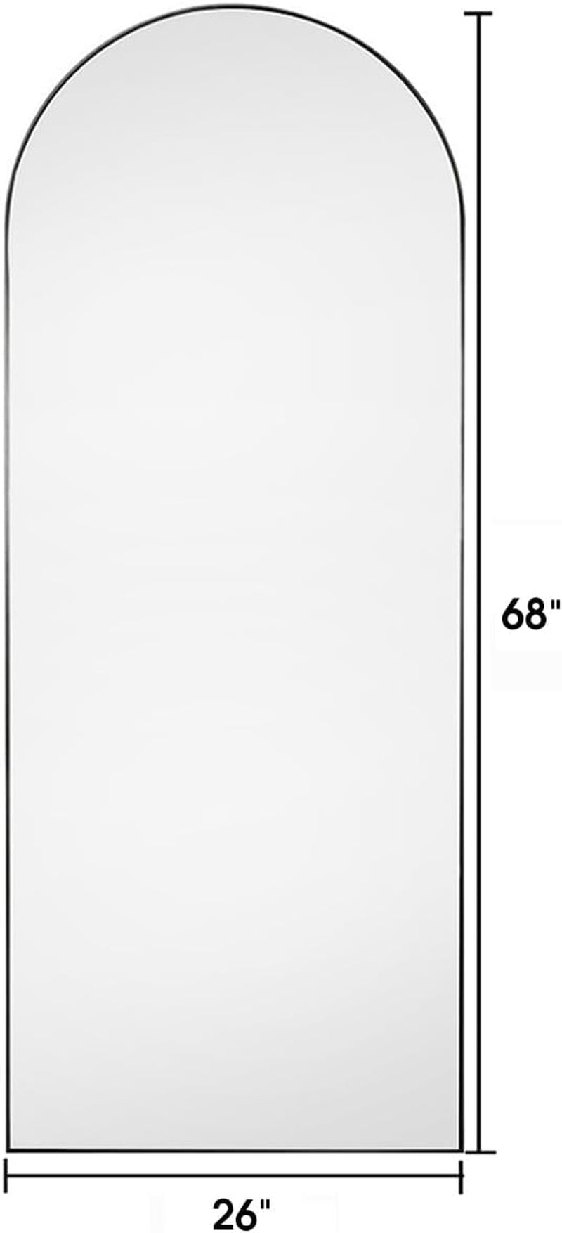 Floor Mirror, Oversized Full Length Mirror, Arched Mirror, Large Standing Mirror, Tall Mirror, Wall Mounted, Freestanding, Giant Mirror, 68"×26", Aluminum Frame - Black-1